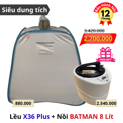 Trọn bộ Lều Xông Hơi X36 Plus và Nồi Xông Hơi 8 lít