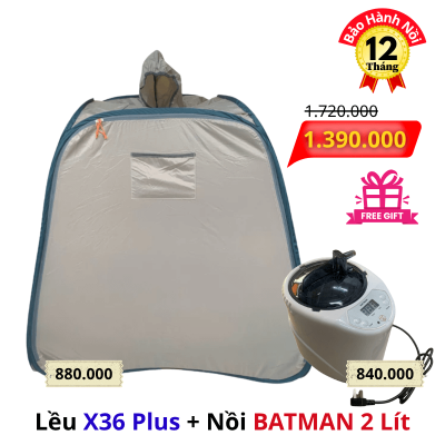 Trọn bộ Lều Xông Hơi X36 Plus và Nồi Xông Hơi batman 2 lít