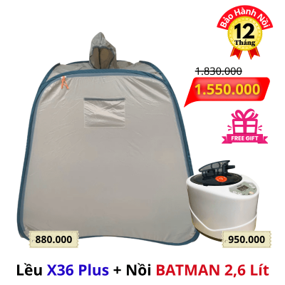 Trọn bộ Lều Xông Hơi X36 Plus và Nồi Xông Hơi batman 2,6 lít