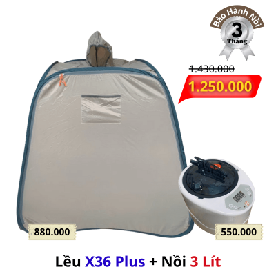 Trọn bộ Lều Xông Hơi X36 Plus và Nồi Xông Hơi 3 lít