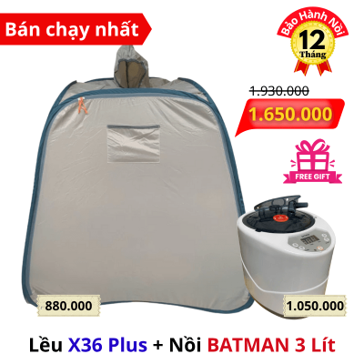 Trọn bộ Lều Xông Hơi X36 Plus và Nồi Xông Hơi Batman 3 lít