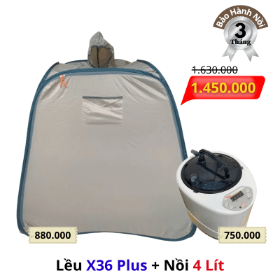 Trọn bộ Lều Xông Hơi X36 Plus và Nồi Xông Hơi 4 lít