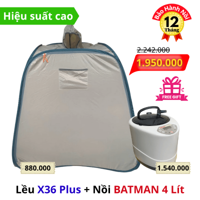 Trọn bộ Lều Xông Hơi X36 Plus và Nồi Xông Hơi Batman 4 lít