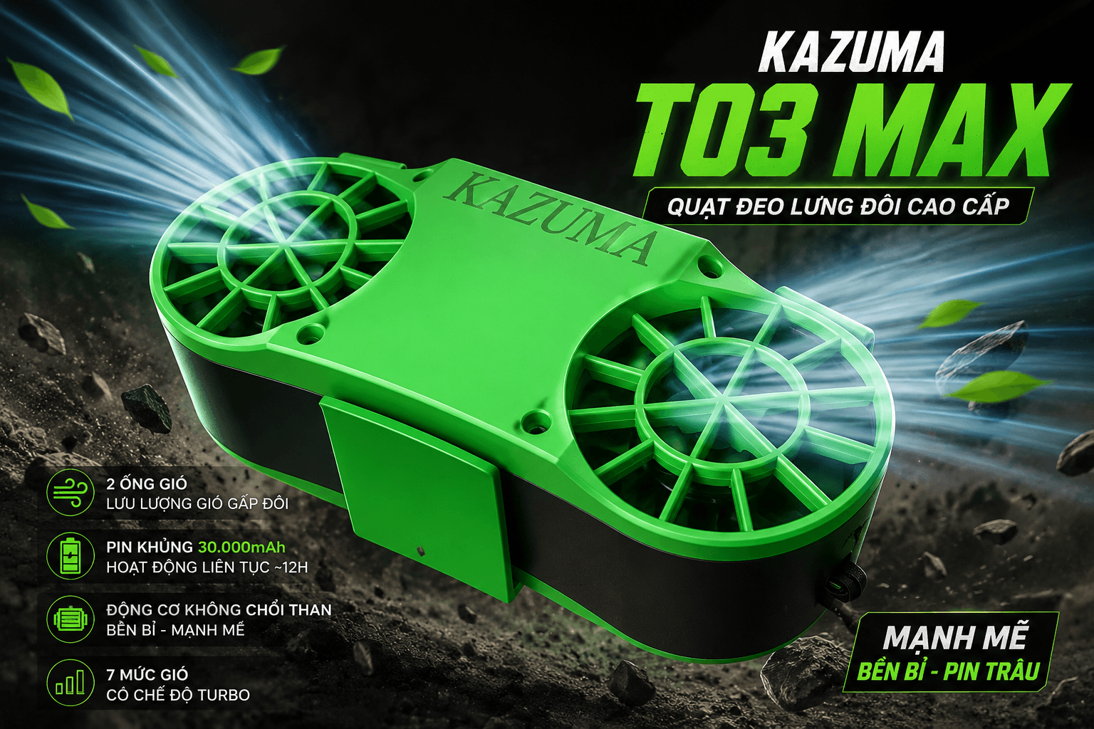 Quạt đeo lưng kazuma T03 Max
